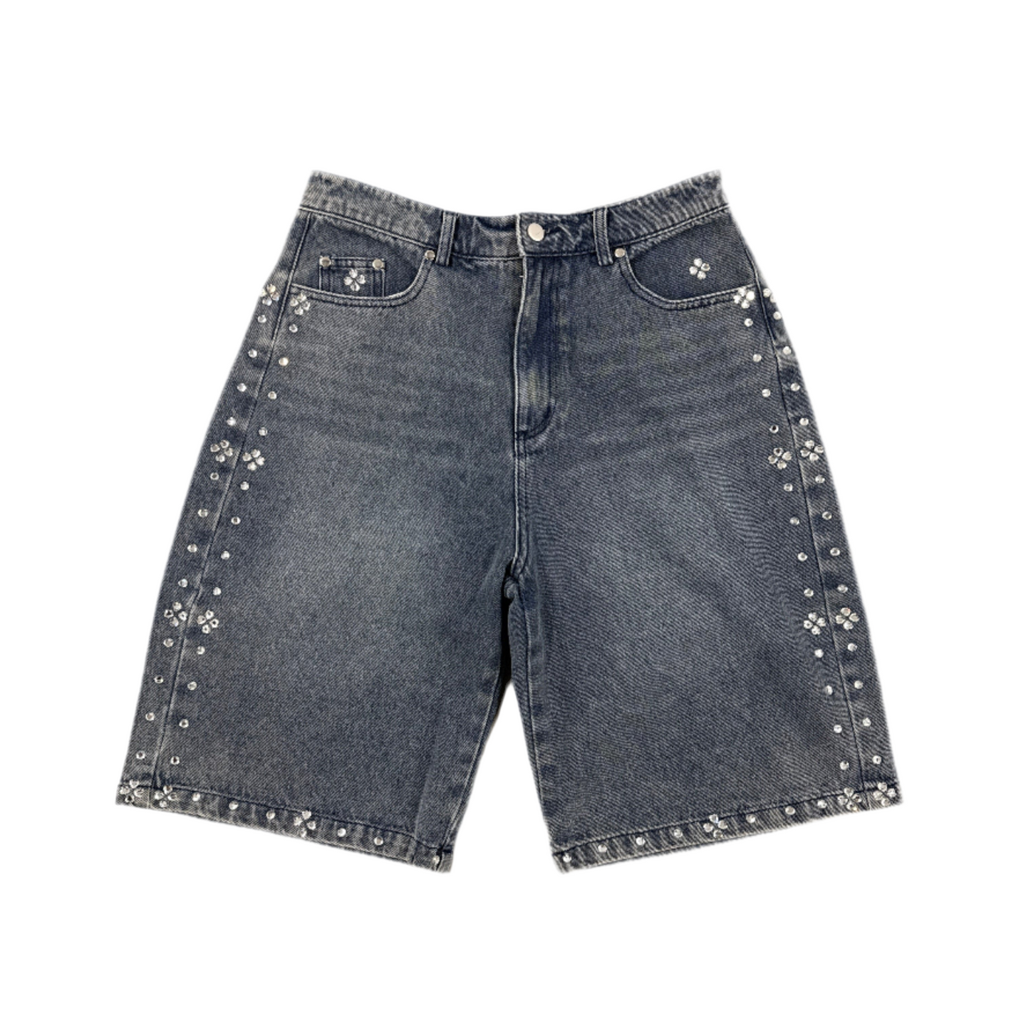 BLUE RHINESTONE JORTS
