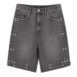 GRAY RHINESTONE JORTS