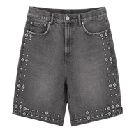 GRAY RHINESTONE JORTS