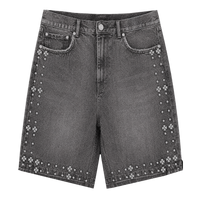 GRAY RHINESTONE JORTS