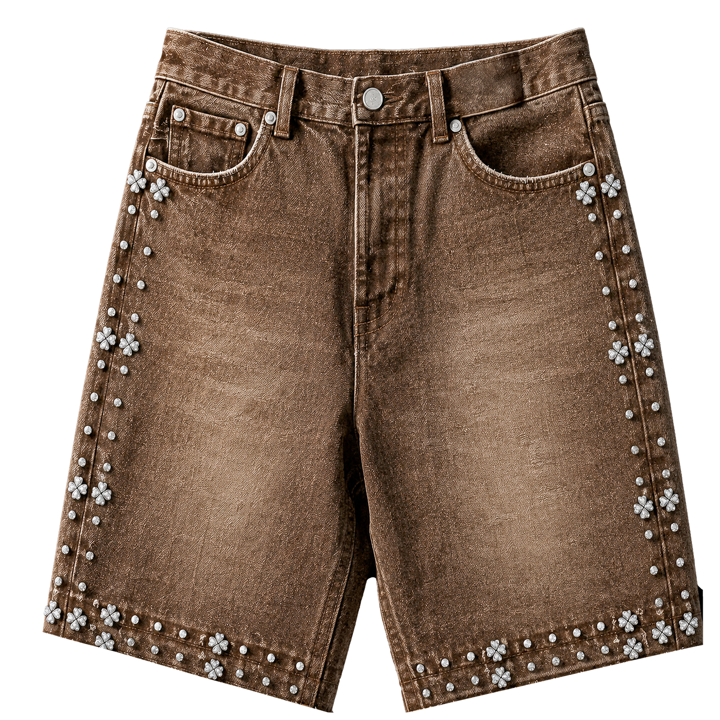 BROWN RHINESTONE JORTS