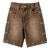 BROWN RHINESTONE JORTS