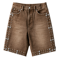BROWN RHINESTONE JORTS