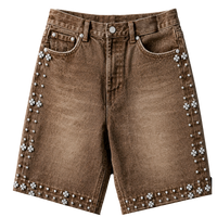 BROWN RHINESTONE JORTS
