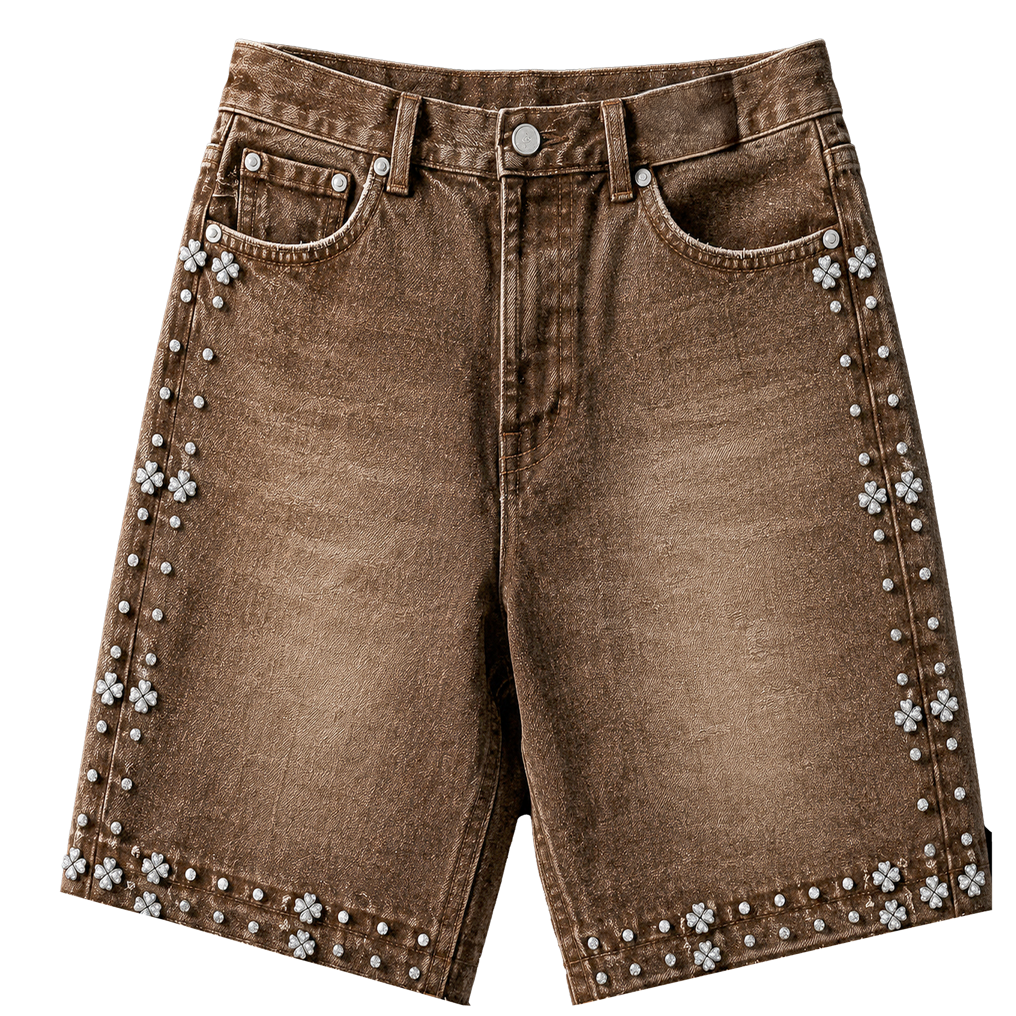 BROWN RHINESTONE JORTS
