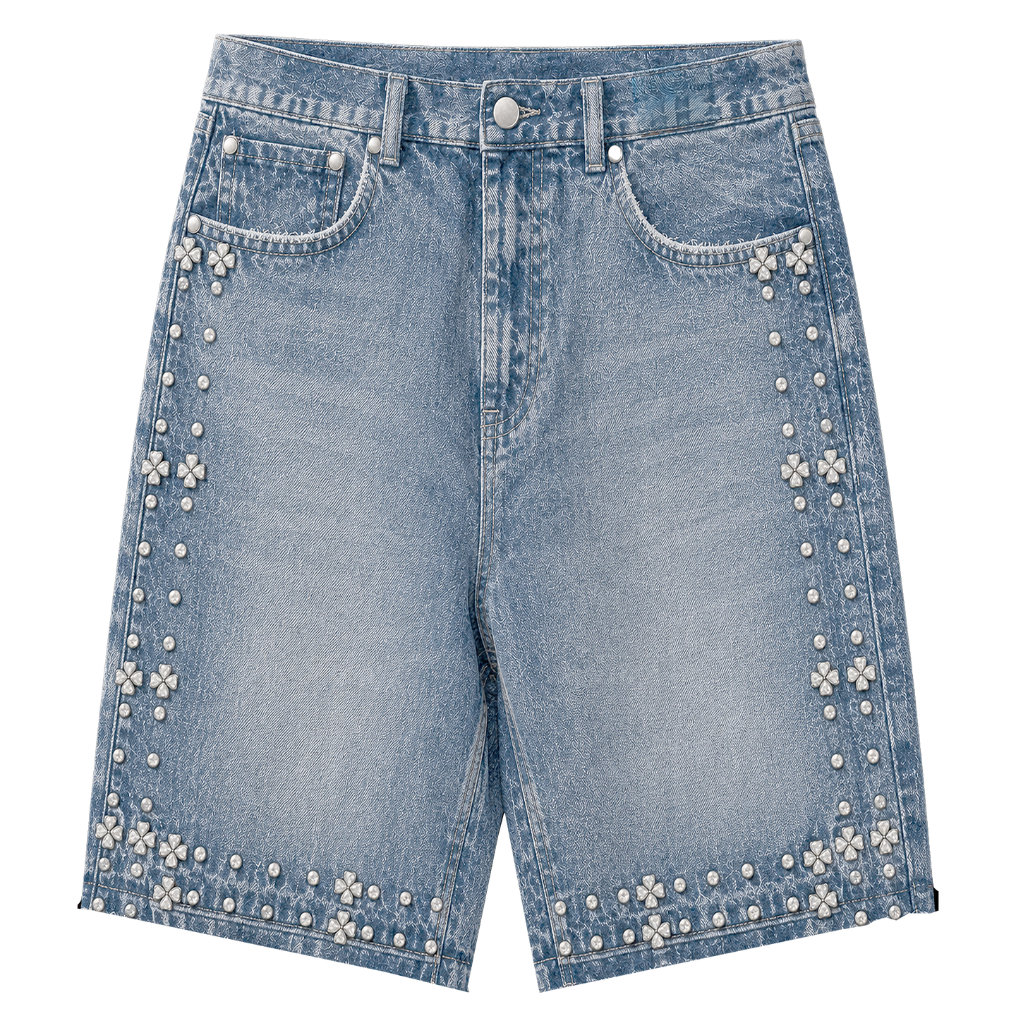 BLUE RHINESTONE JORTS