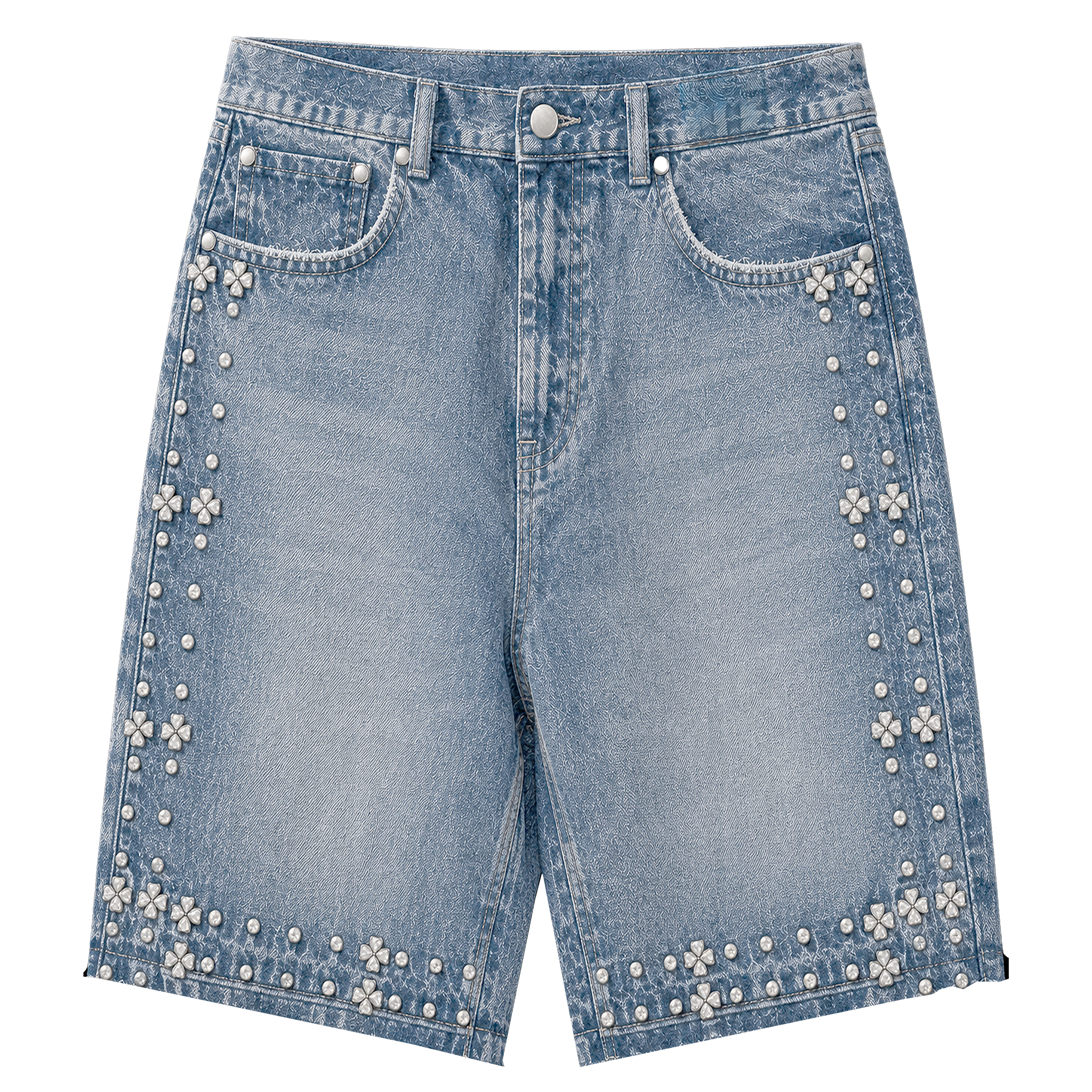 BLUE RHINESTONE JORTS