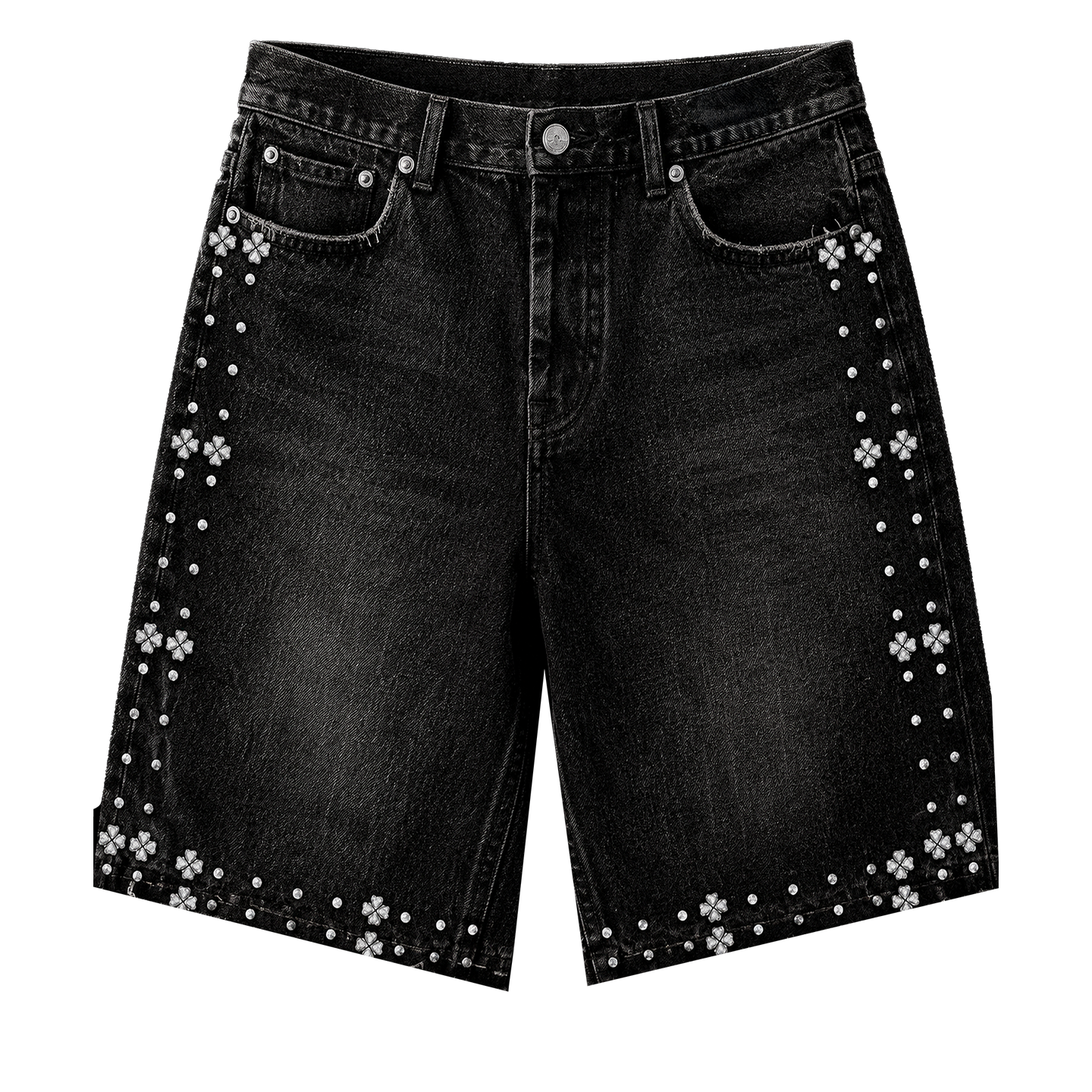 BLACK RHINESTONE JORTS
