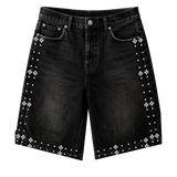 BLACK RHINESTONE JORTS
