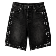 BLACK RHINESTONE JORTS