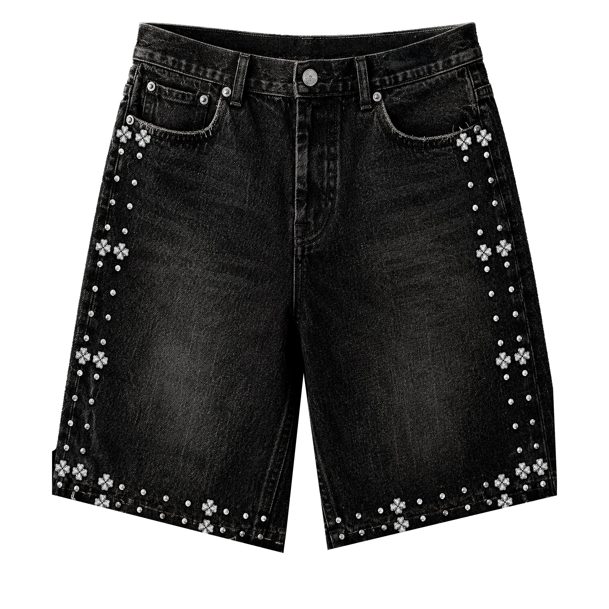 BLACK RHINESTONE JORTS