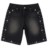 BLACK RHINESTONE JORTS