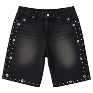 BLACK RHINESTONE JORTS