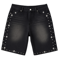 BLACK RHINESTONE JORTS