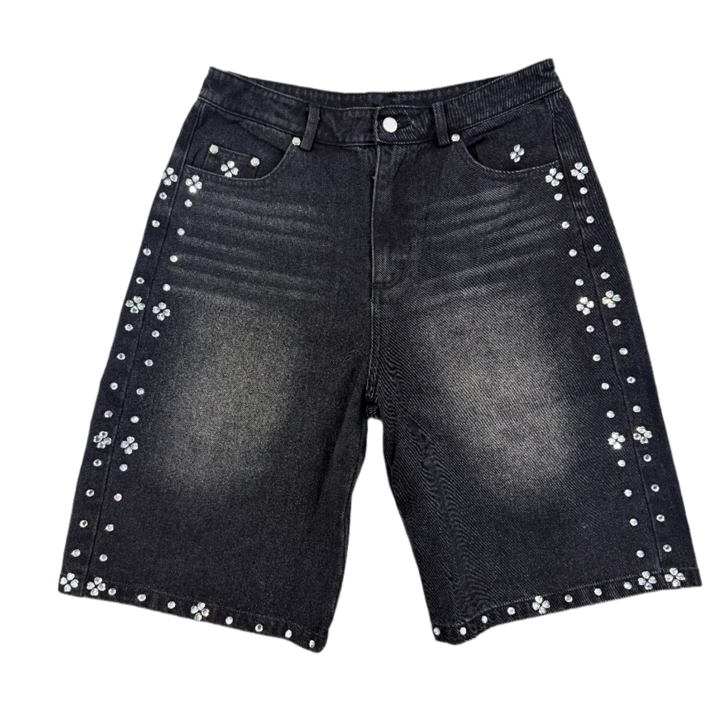 BLACK RHINESTONE JORTS