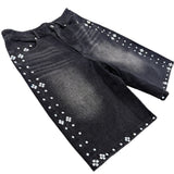 BLACK RHINESTONE JORTS