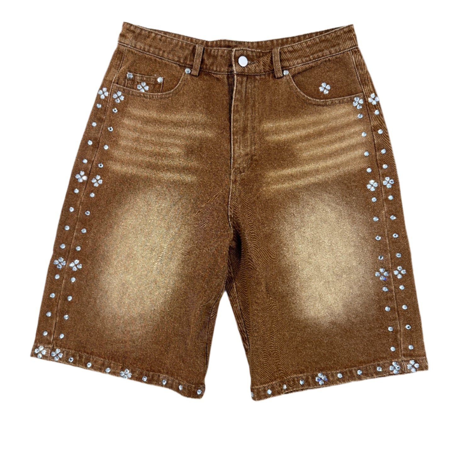 BROWN RHINESTONE JORTS