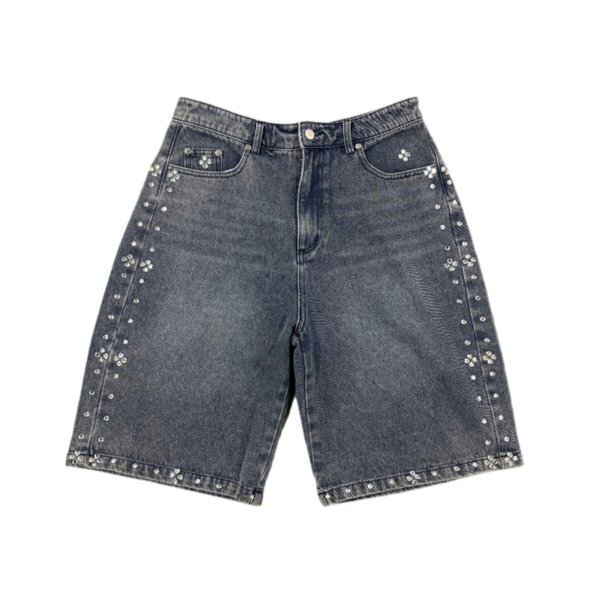BLUE RHINESTONE JORTS