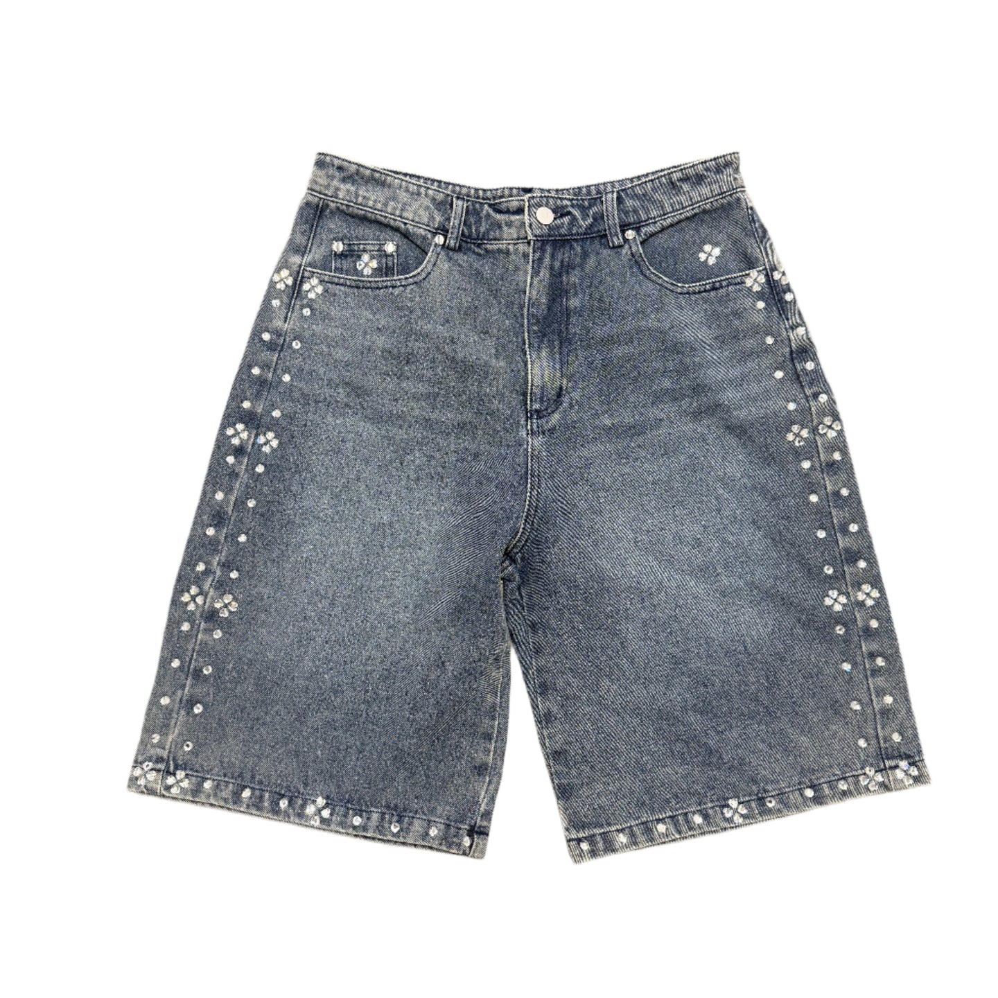 BLUE RHINESTONE JORTS