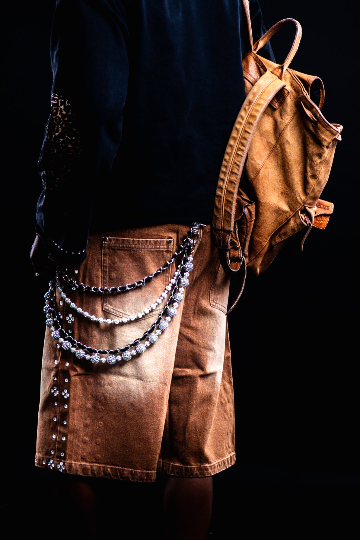 BROWN RHINESTONE JORTS