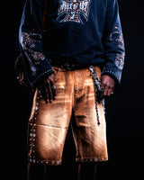 BROWN RHINESTONE JORTS