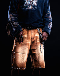 BROWN RHINESTONE JORTS